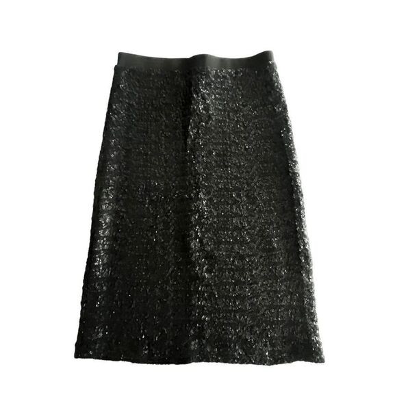 Velvet Womens Pencil Skirt Sequin Stretch Waist Lined Black Small - Picture 1 of 8